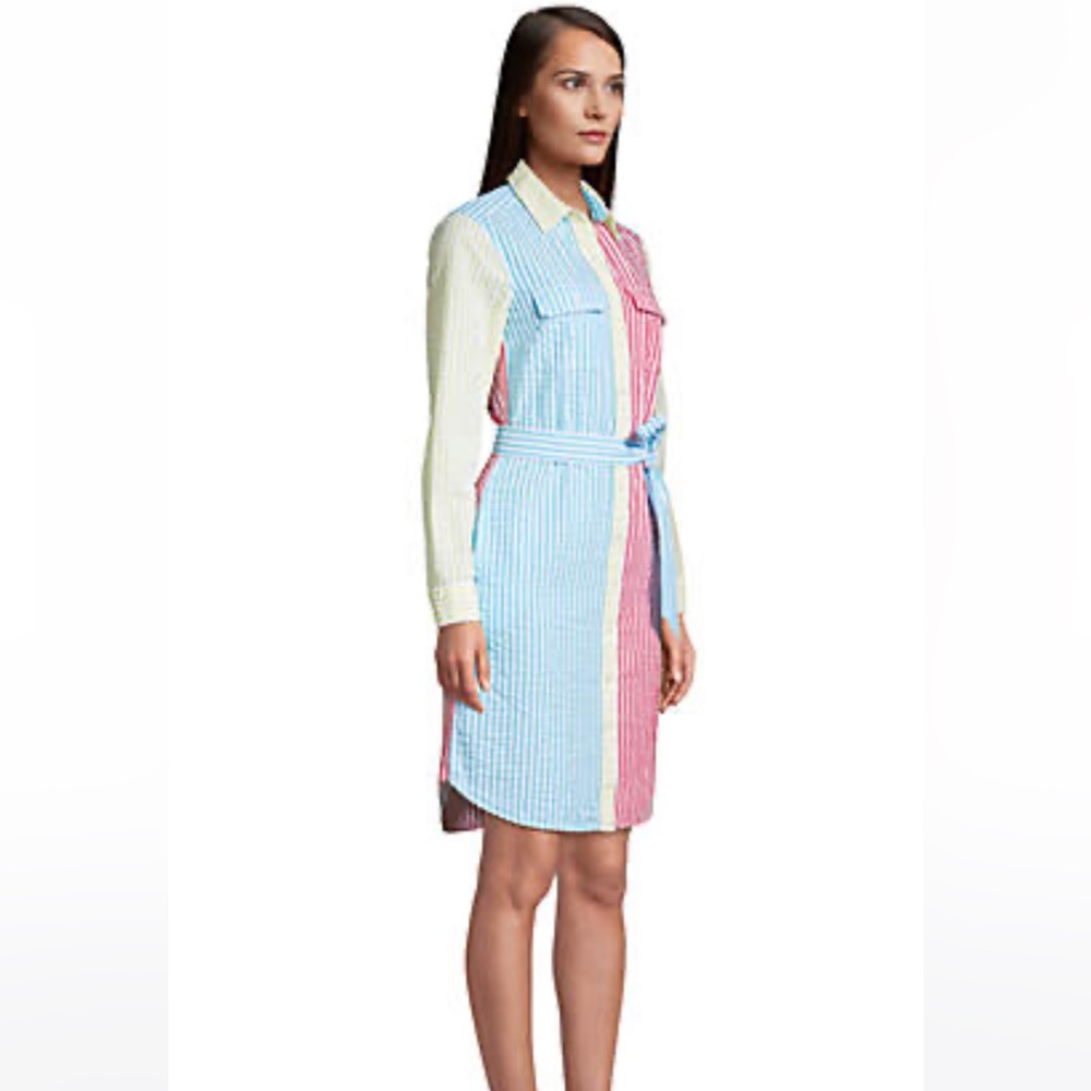 Women's Long Sleeve Seersucker Button Front Shirt Dress / Size: Large / like new